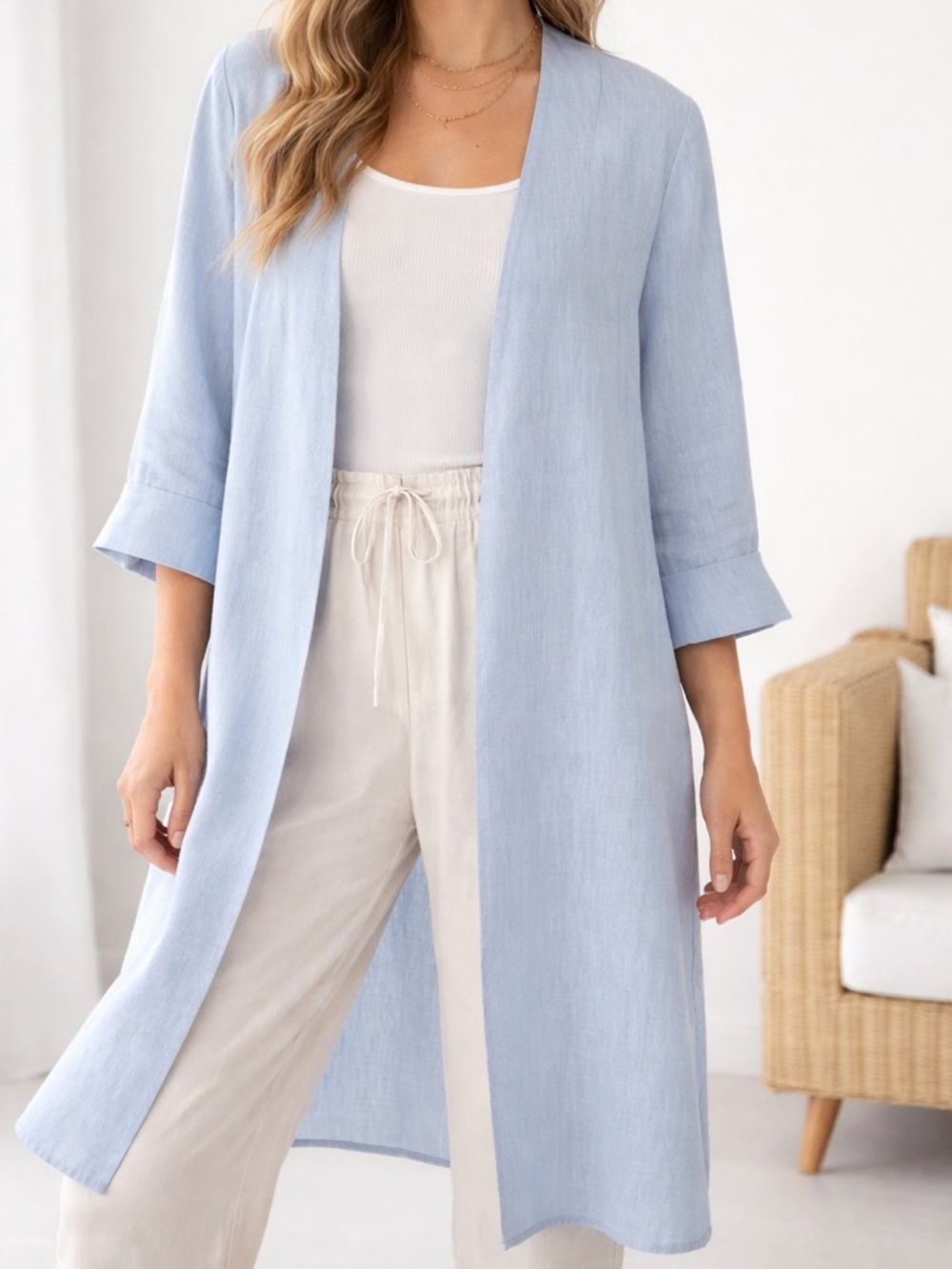BP. Light blue lined blend topper